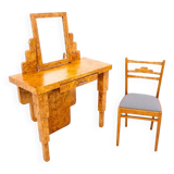 Coiffeuse Art Déco avec chaise, milieu du 20e siècle, Pologne.