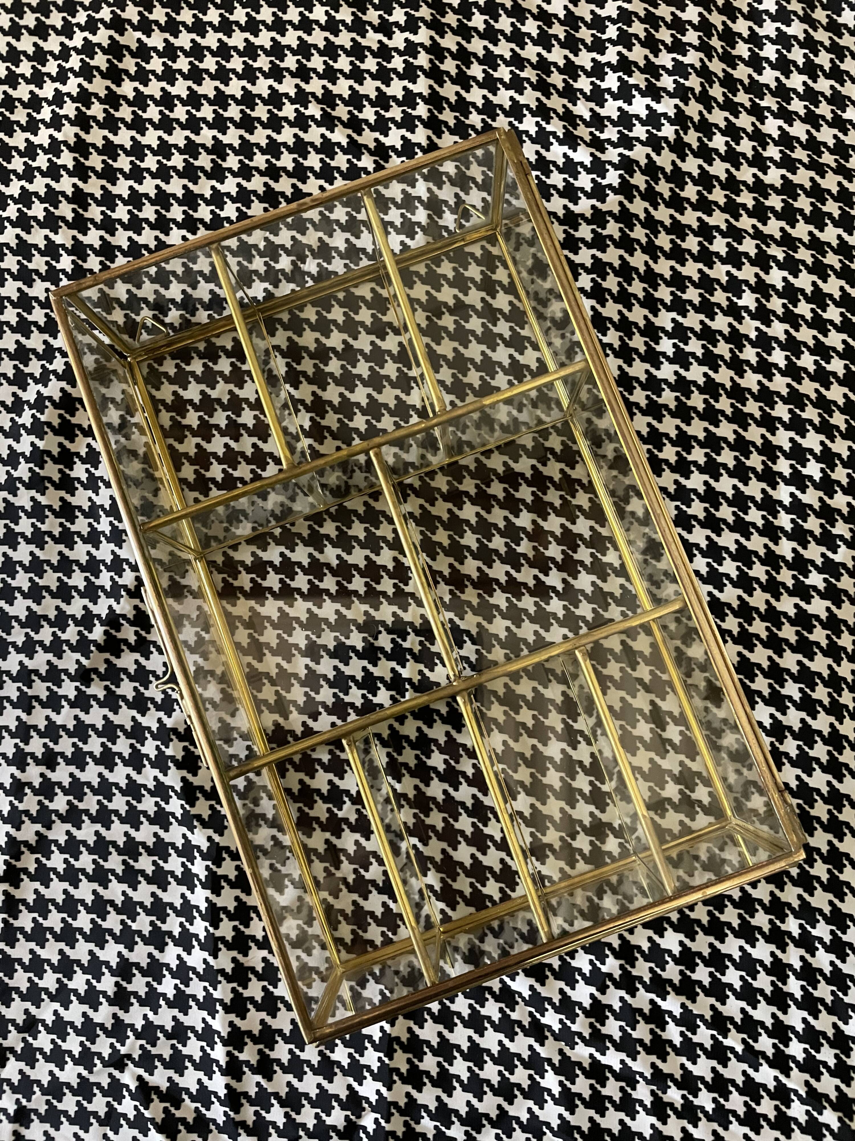 Glass and brass wall display case