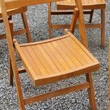 Set of 6 folding chairs in solid beech from the 70s