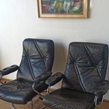 Scandinavian design leather armchairs 70s