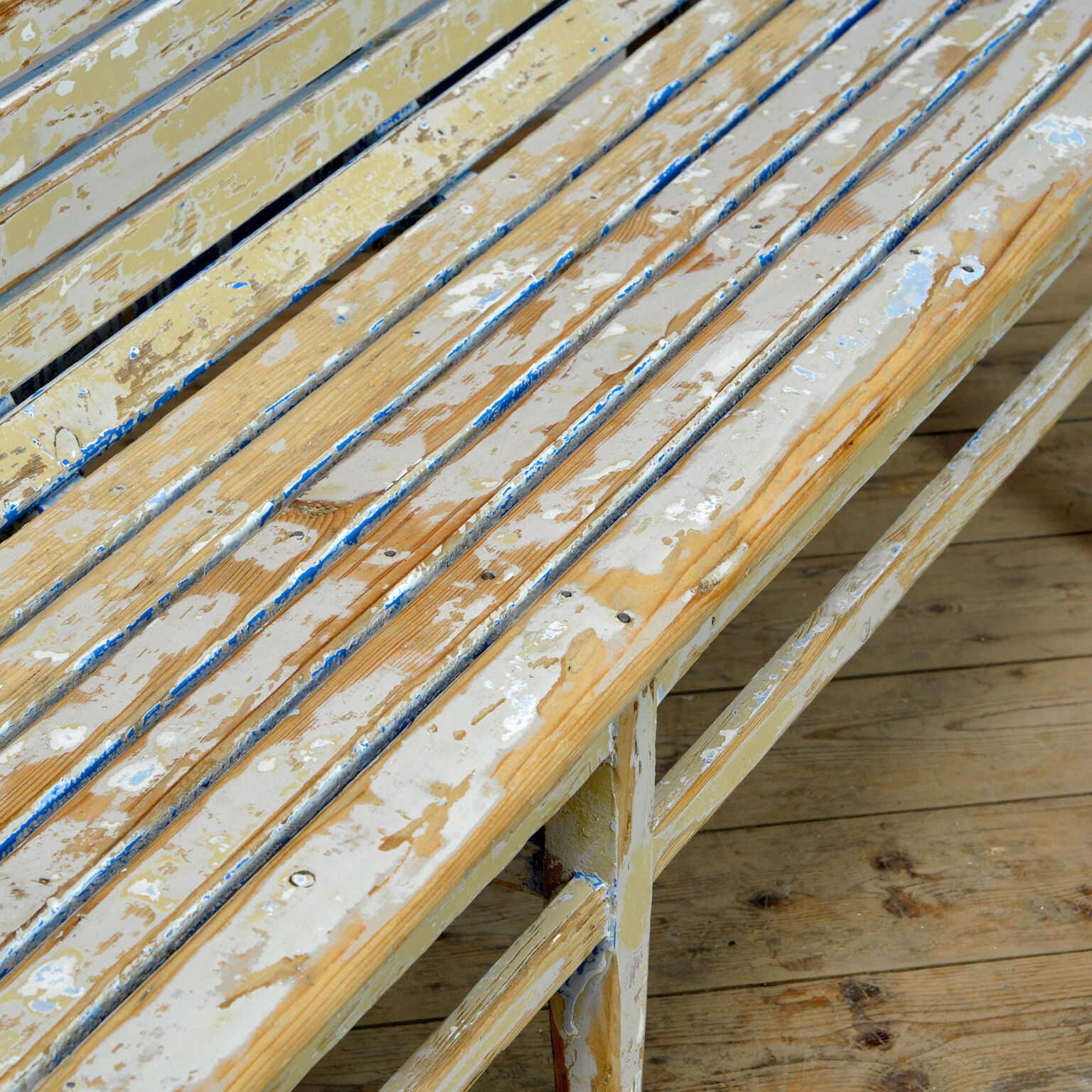 Train station waiting bench, circa 1940