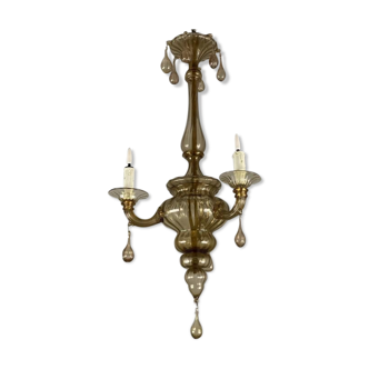 Murano glass lantern mordoré, three arms of light