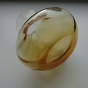 Crystal vase Saint Louis venetian amber orange ribs signed