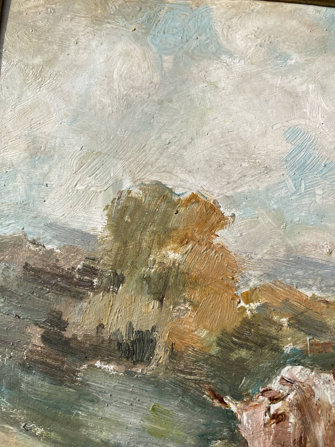 Painting of a Basque shepherd and his cows / antique oil painting