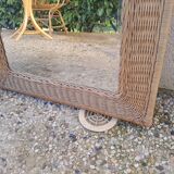 Miroir en rotin et fer forgé vintage