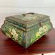 Old and large lithographed sheet metal box Japanese decoration
