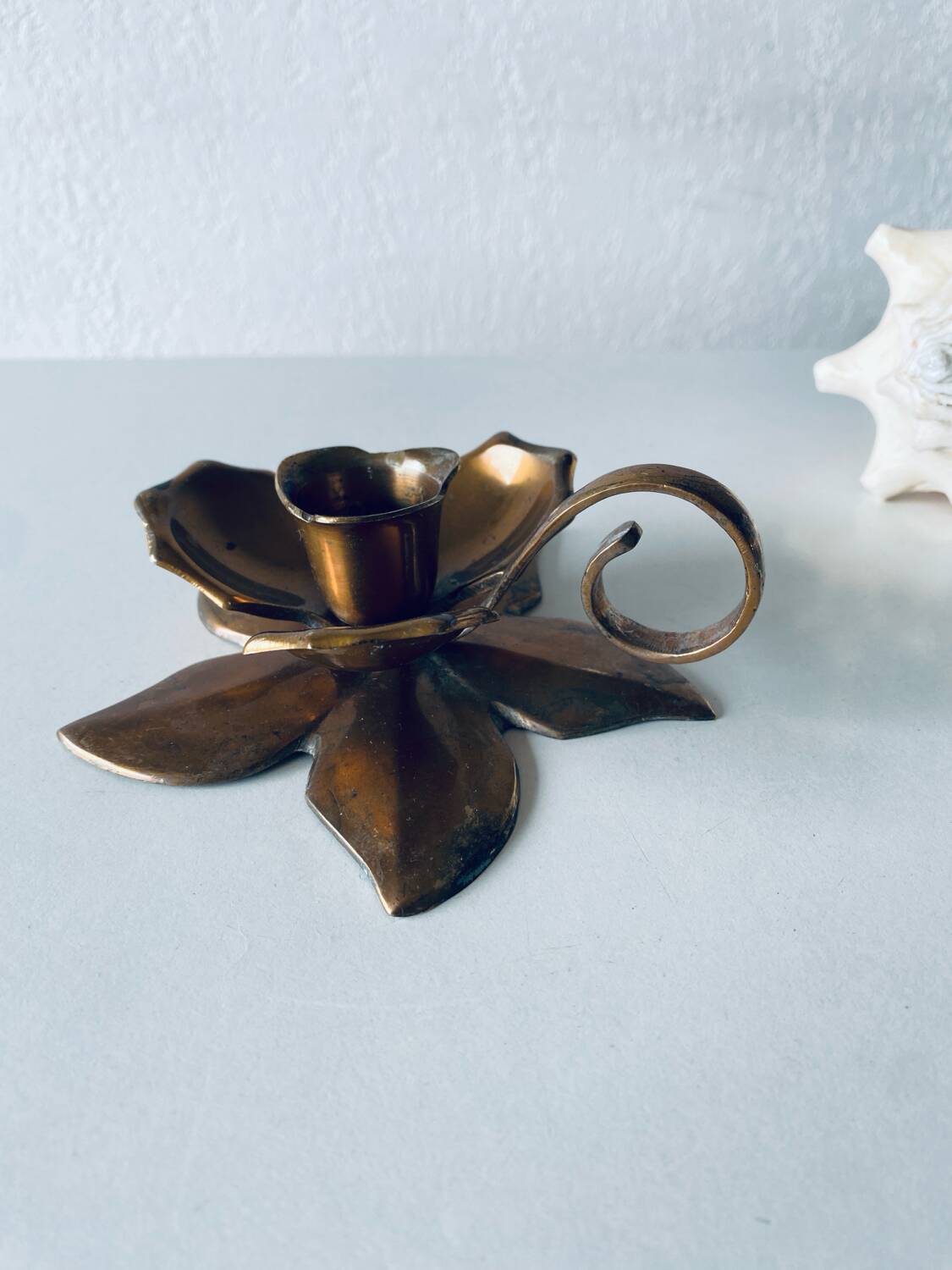 Brass flower candle holder