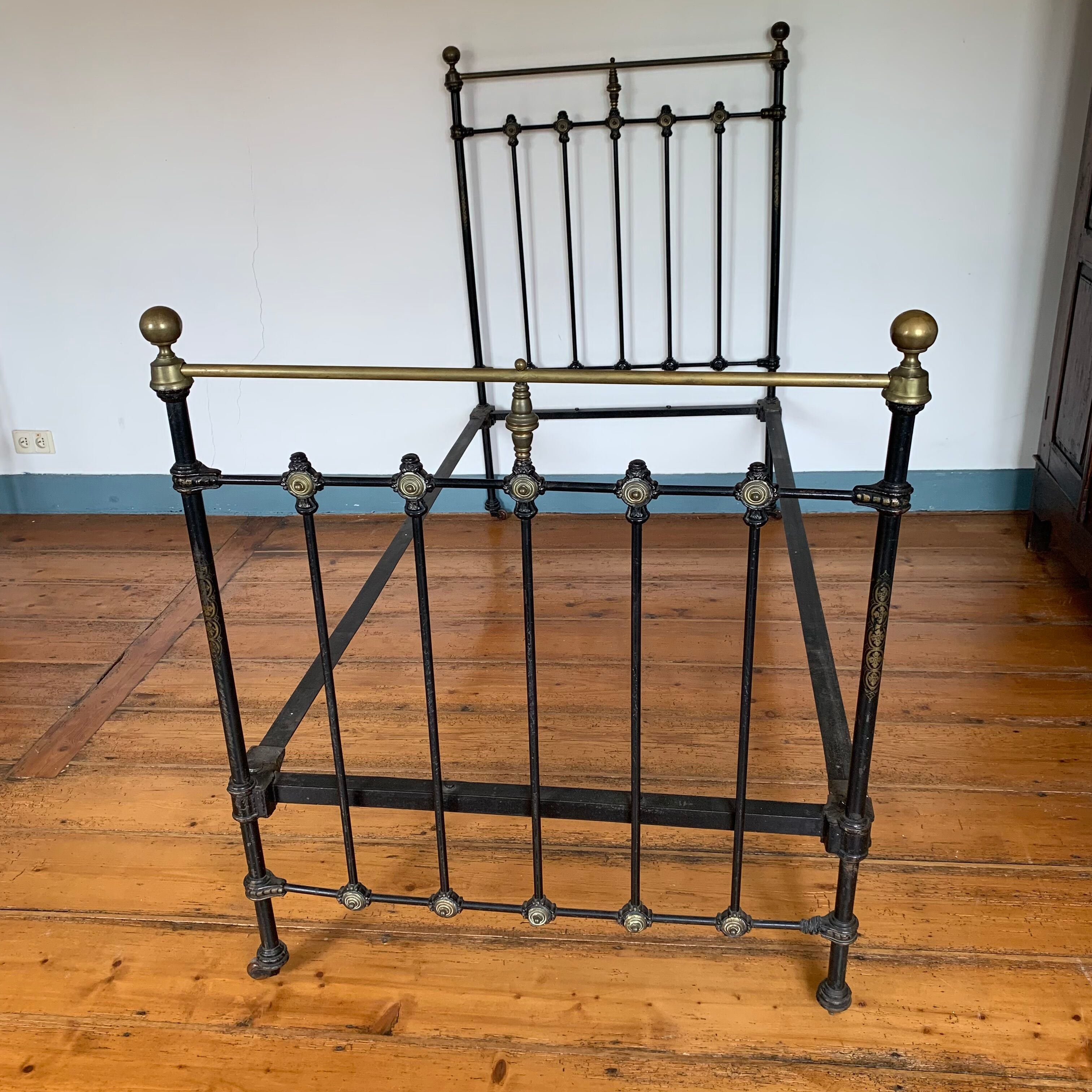 Victorian bed wrought iron and brass