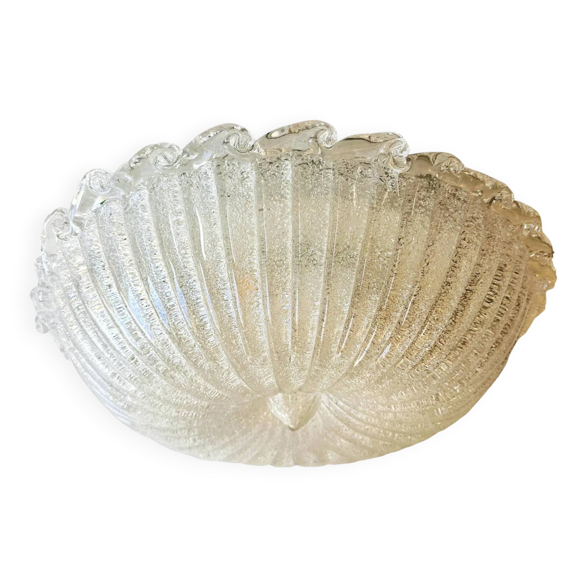 Traditional Italian White "Graniglia" Murano Glass Flush Mount in 70' Style