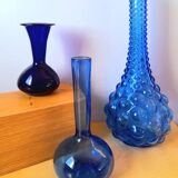 Soliflores en verre bleu