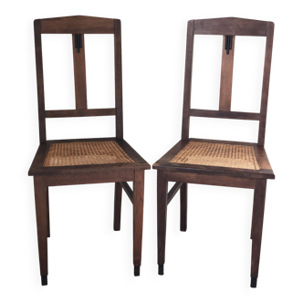 Paire de chaises de salle à manger Art Déco en chêne de l'école d'Amsterdam des années 1920