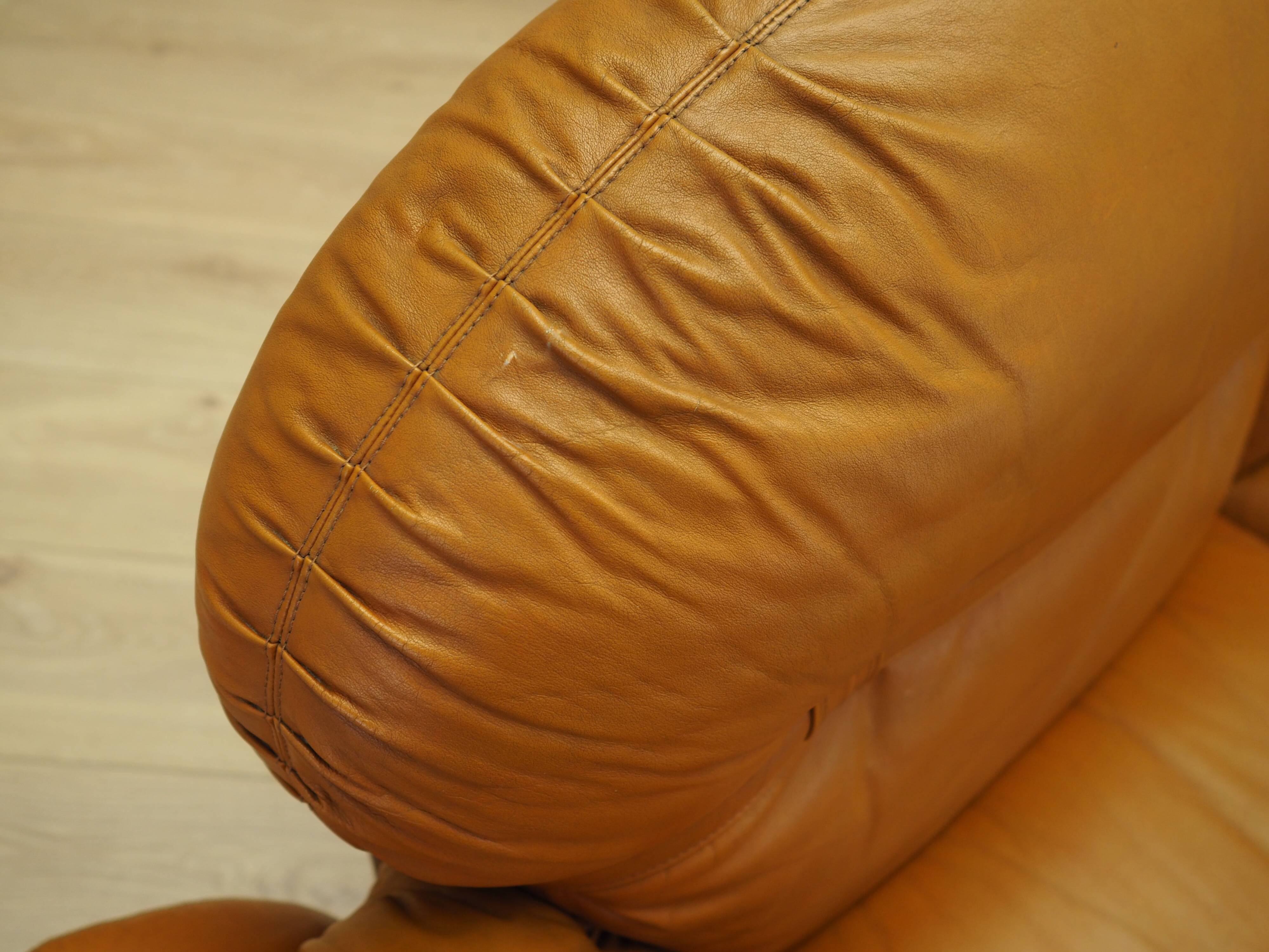 Orange leather sofa, Space Age design, 1960s, production: Italy