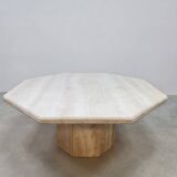 Table basse octogonale en travertin, années 1970