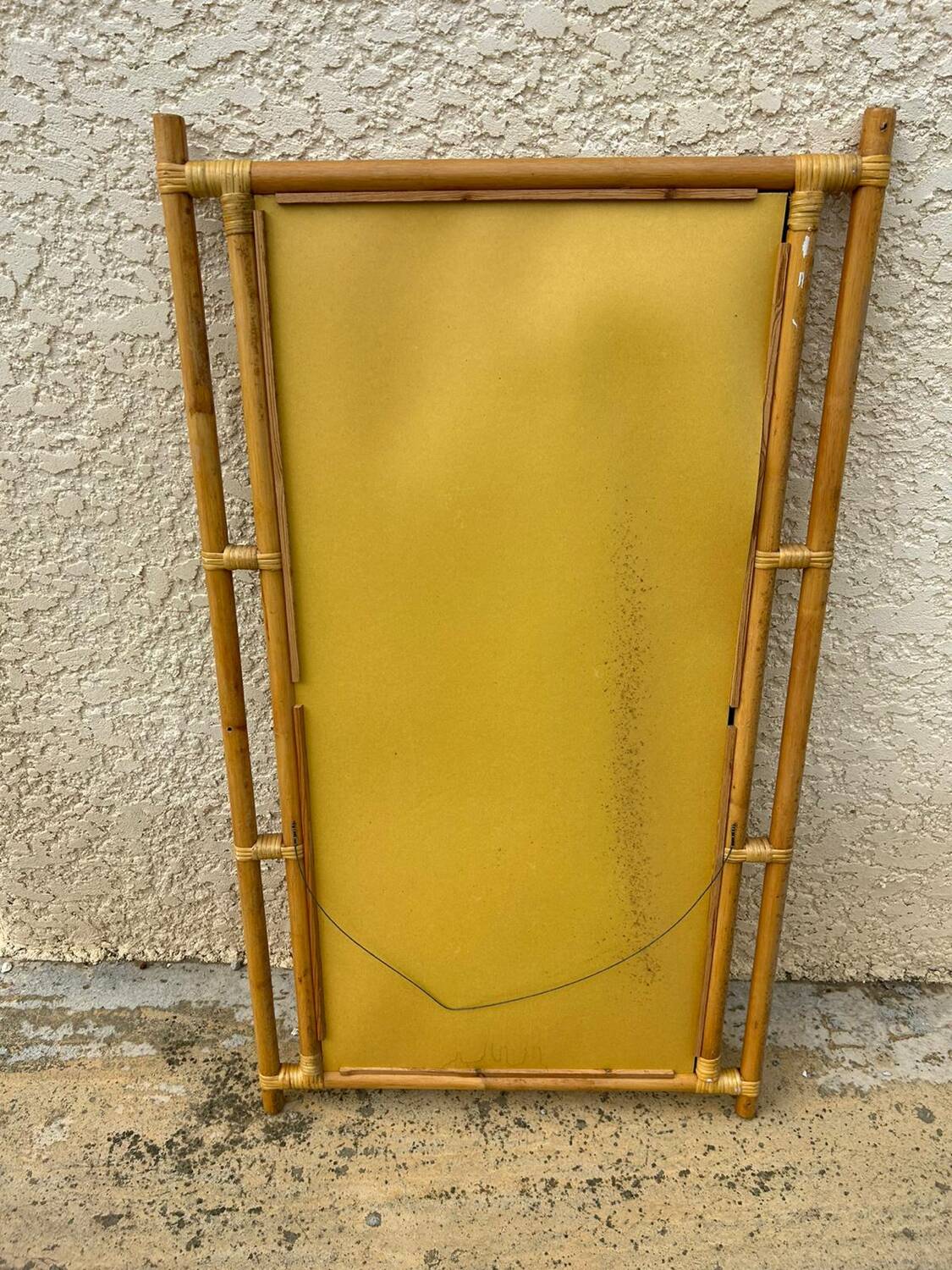 Miroir en bois et rotin