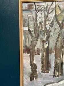Swedish Oil on Canvas – “Winter Forest” – Signed – Vintage & Framed