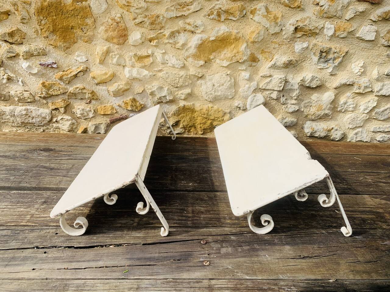 Pair of vintage garden wall shelves, circa 40's/50's