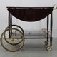 Italian mid-century bar cart with folding leaves, brass and wood