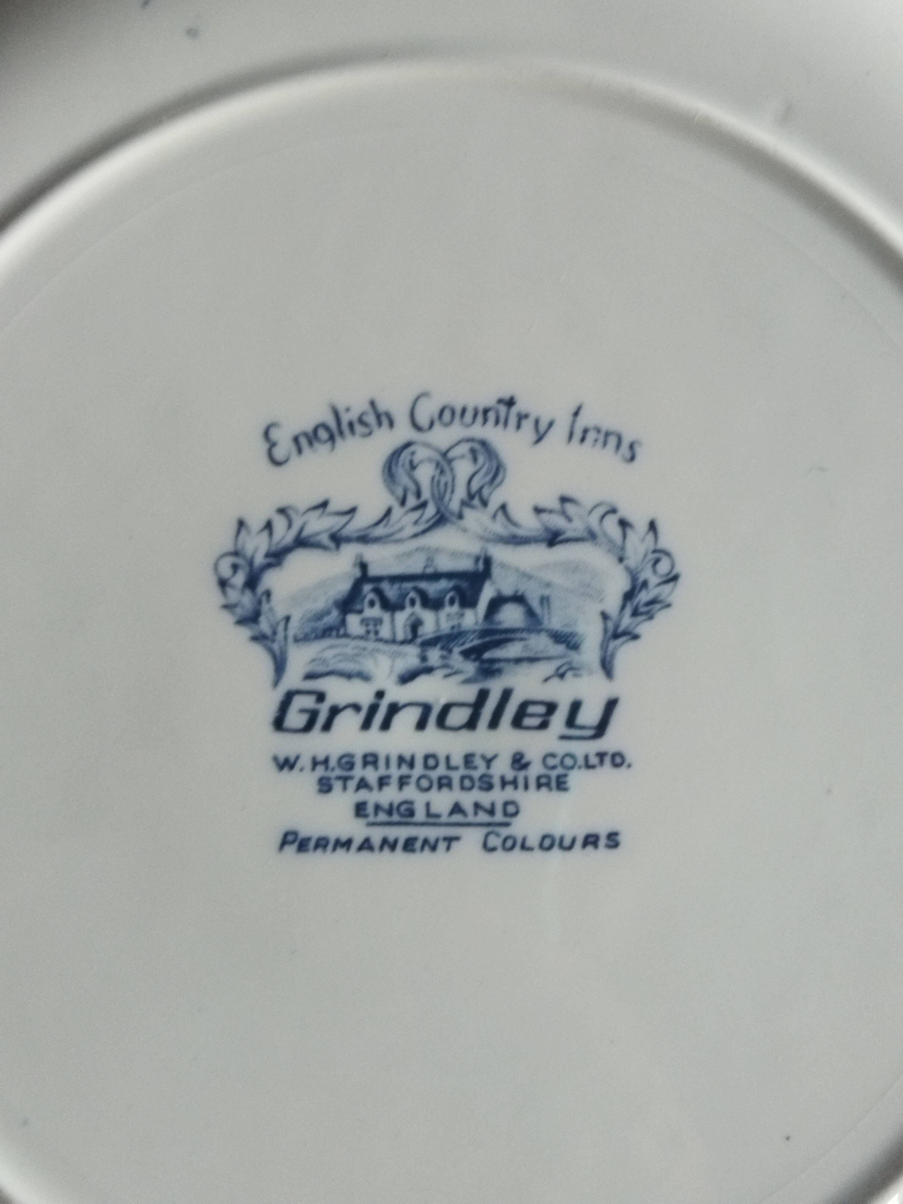 8 blue & white English dinner plates (Myott Meakin WH Grindley KG Luneville)