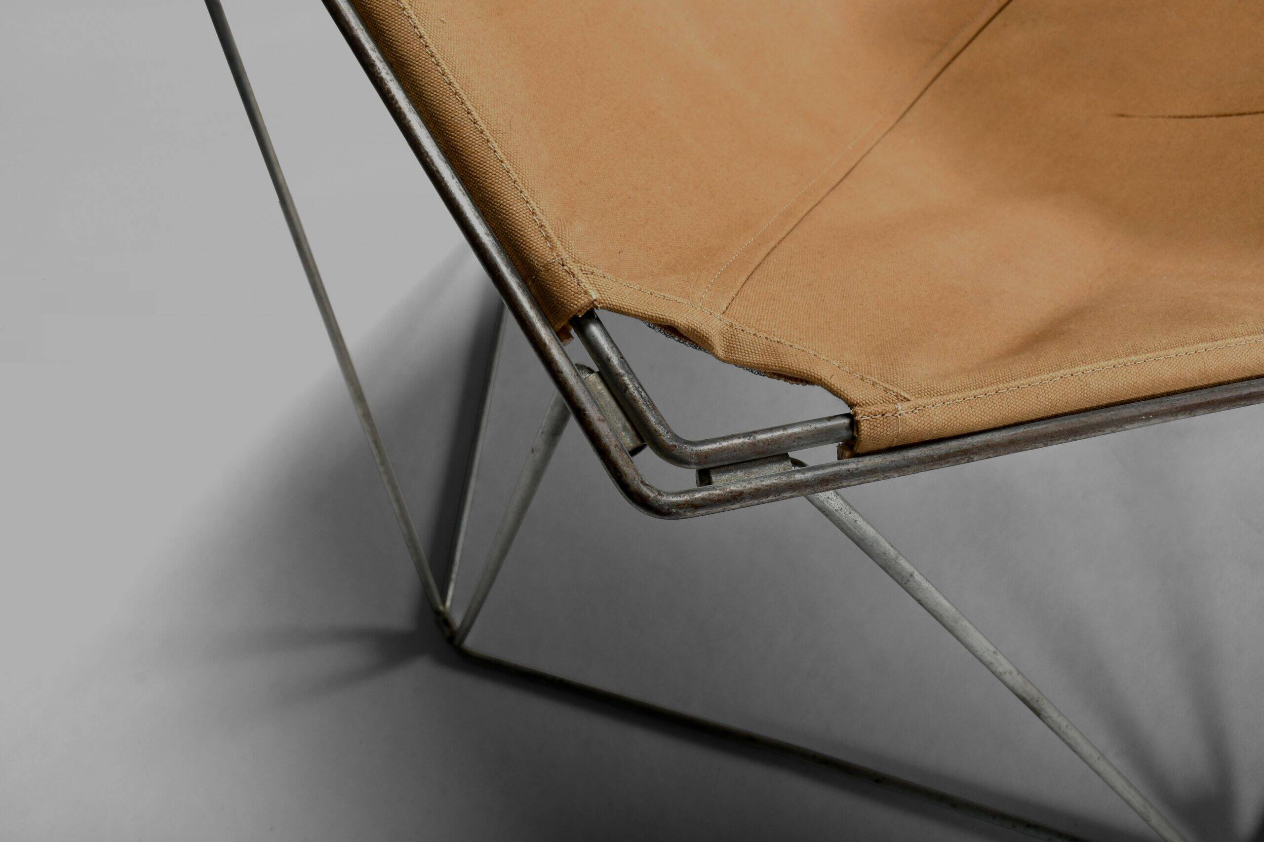 Early ocher canvas Penta chairs by Jean-Paul Barray & Kim Moltzer for Bofinger