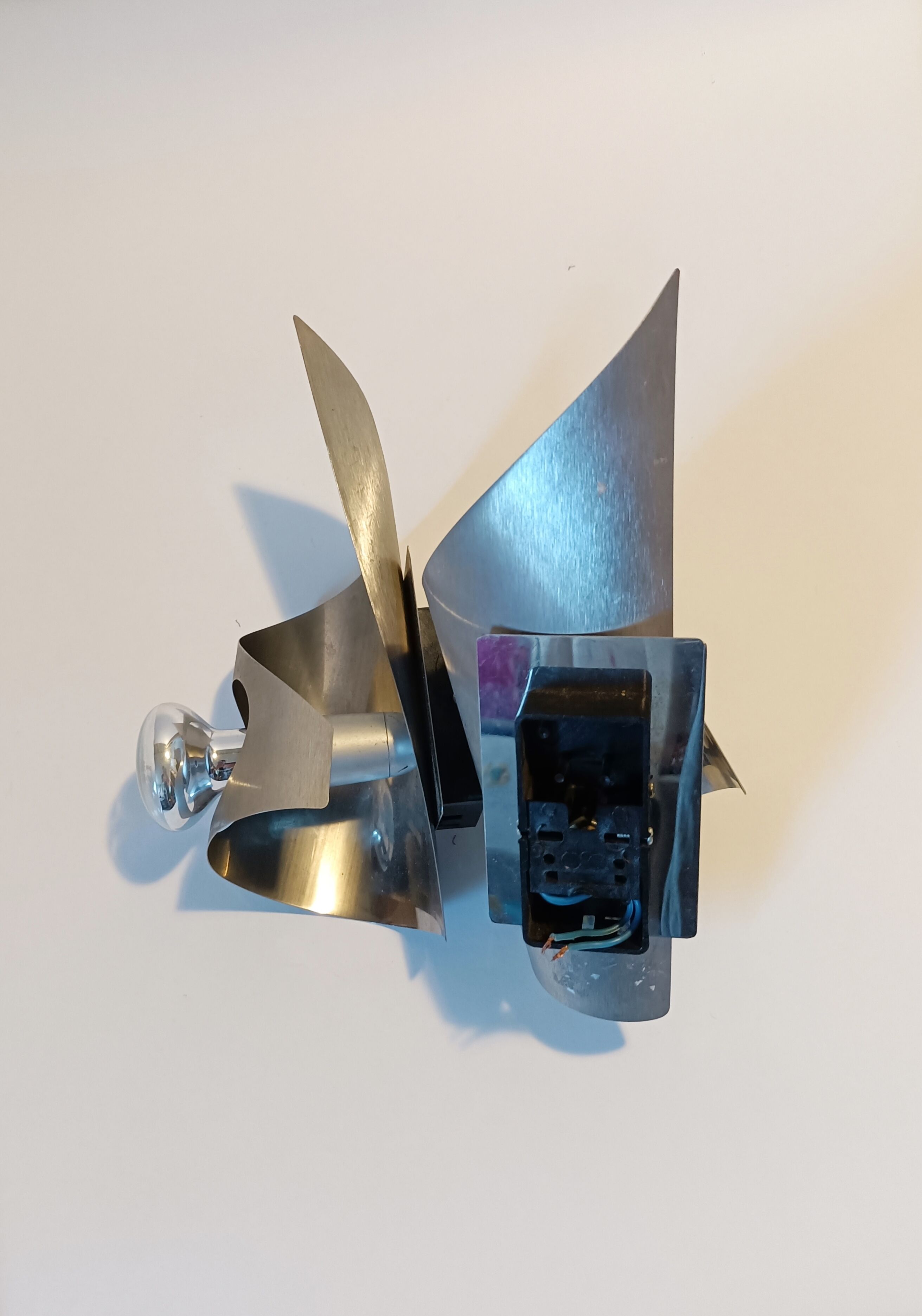 Pair of brushed aluminum sconces UFO 1970
