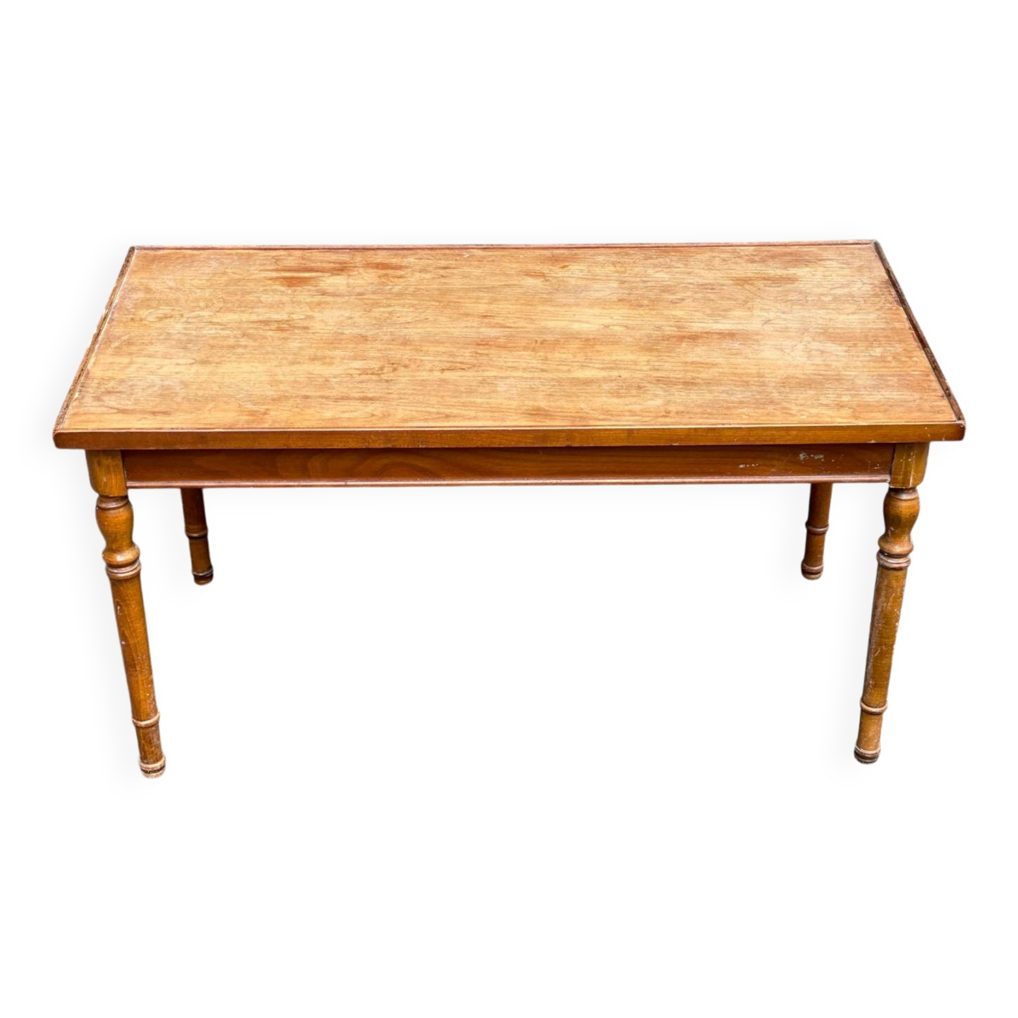 Vintage rectangular solid wood coffee table