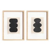 Duo de peintures noires sur papier - tableau abstrait signé Eawy