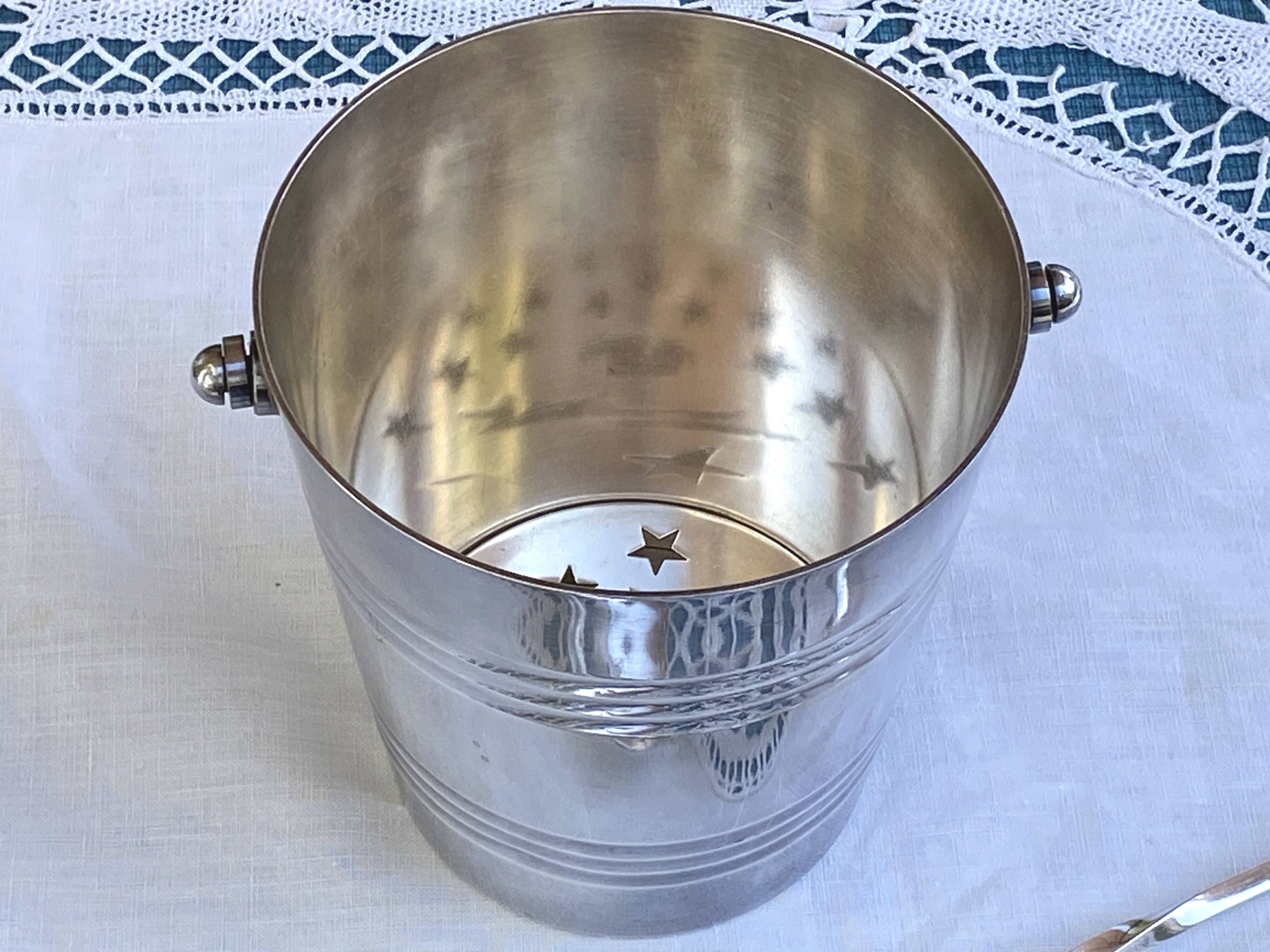 Ice bucket, ice cubes, cooler, silver-plated metal - goldsmith Saint Médard