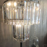 Floor lamp in chrome metal & transparent crystal