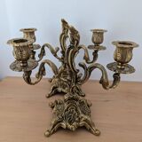 Pair of antique bronze candlesticks in the Louis XV rococo style