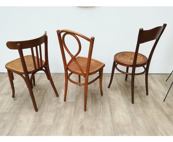 3 wooden bistro chairs
