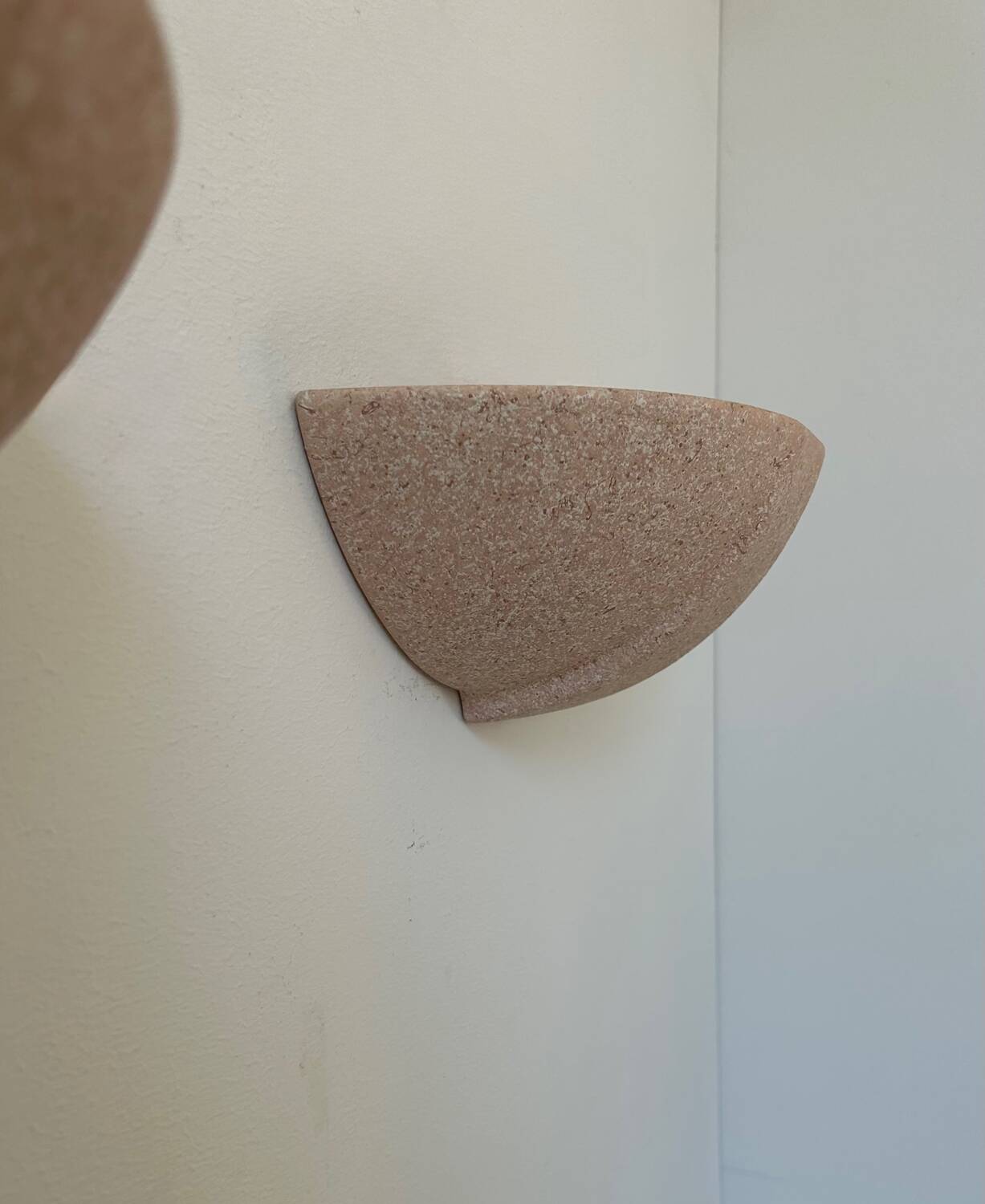 Pair of vintage plaster sconces, speckled pink, France 1970