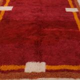 Minimalist burgundy cherry red shaggy berber rug