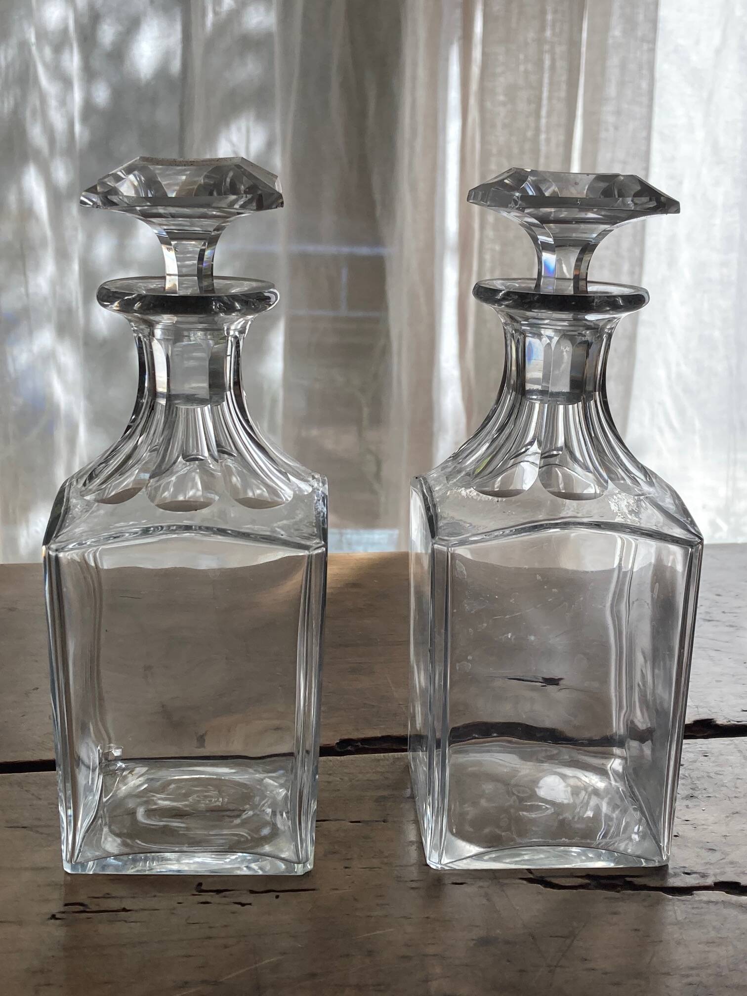 Crystal carafes with stoppers