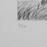 Camille combe: manes in the wind, original signed engraving