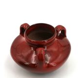 Blood red ceramic handled vase by Max Idlas, 1960s.