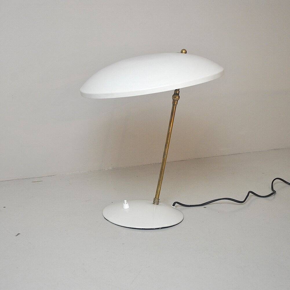 Mid-Century table lamp in aluminium and brass, Italy, 1950s