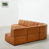 Canapé modulable De Sede 'DS-15' en cuir cognac patiné, Suisse 1970