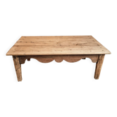 Antique French coffee table in pine with an oak skirt (18th–19th century)