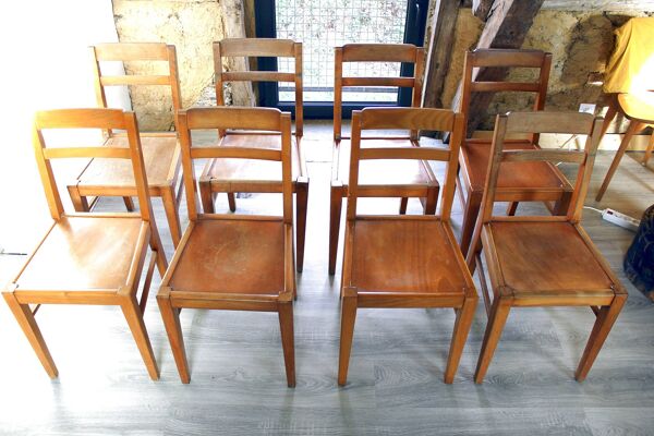 8 chaises de bistrot vintage Luterma Vibo Vesoul design René Gabriel année