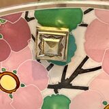 Art Deco enamelled glass basin pendant light by Loys Lucha
