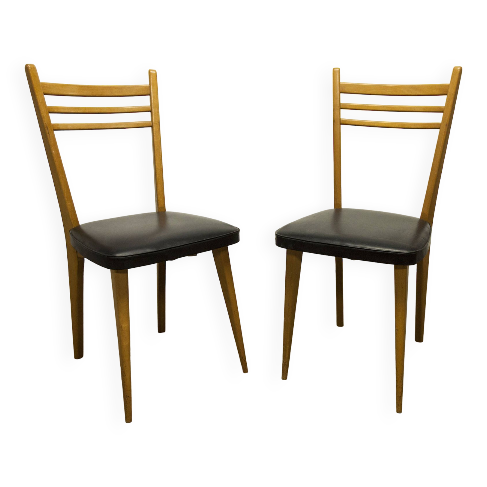 Pair of Scandinavian 1960 beech chairs