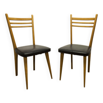 Pair of Scandinavian 1960 beech chairs