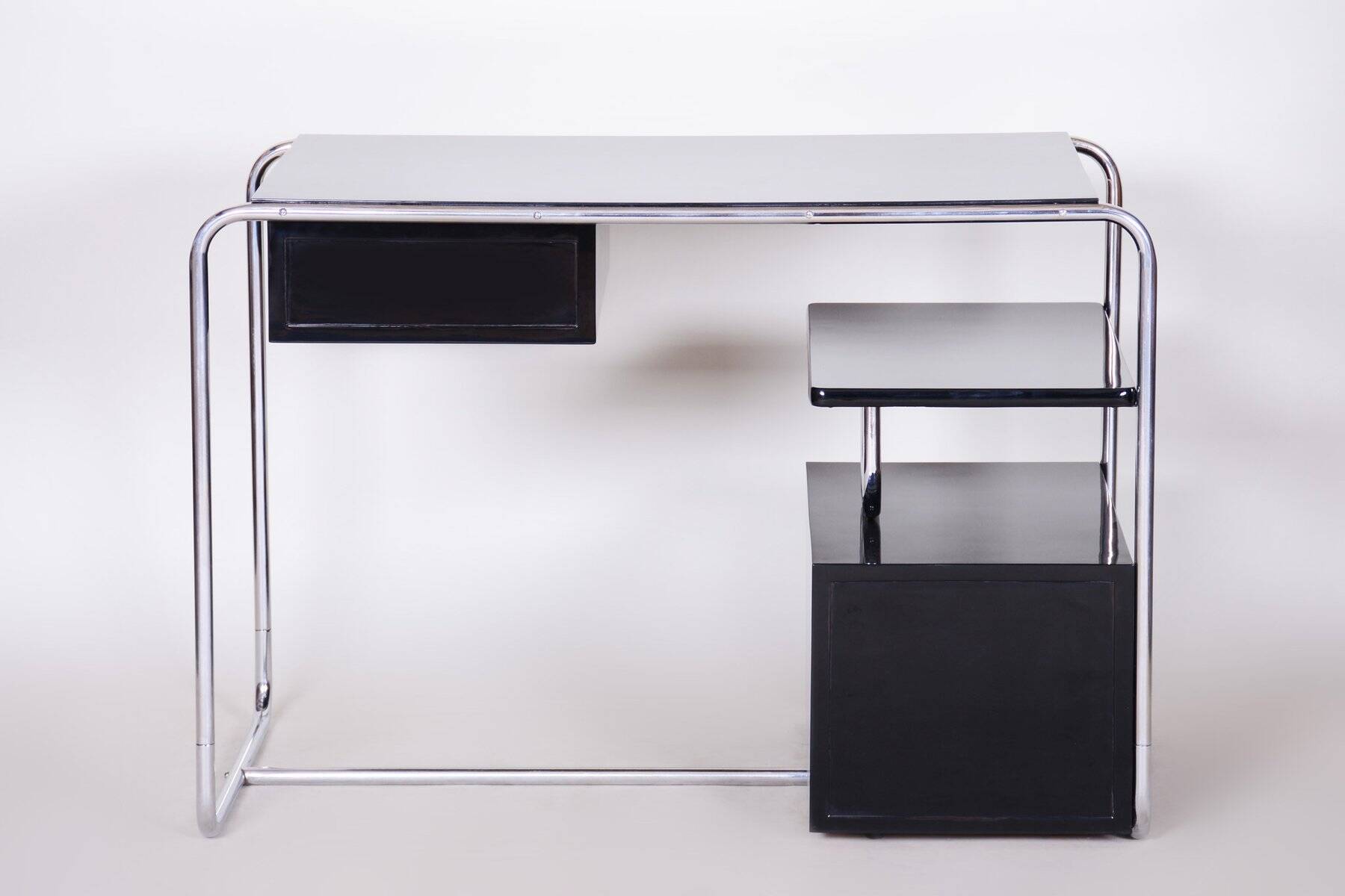 Bauhaus Writing Desk in Chrome, Steel and Wood, Germany, 1930s