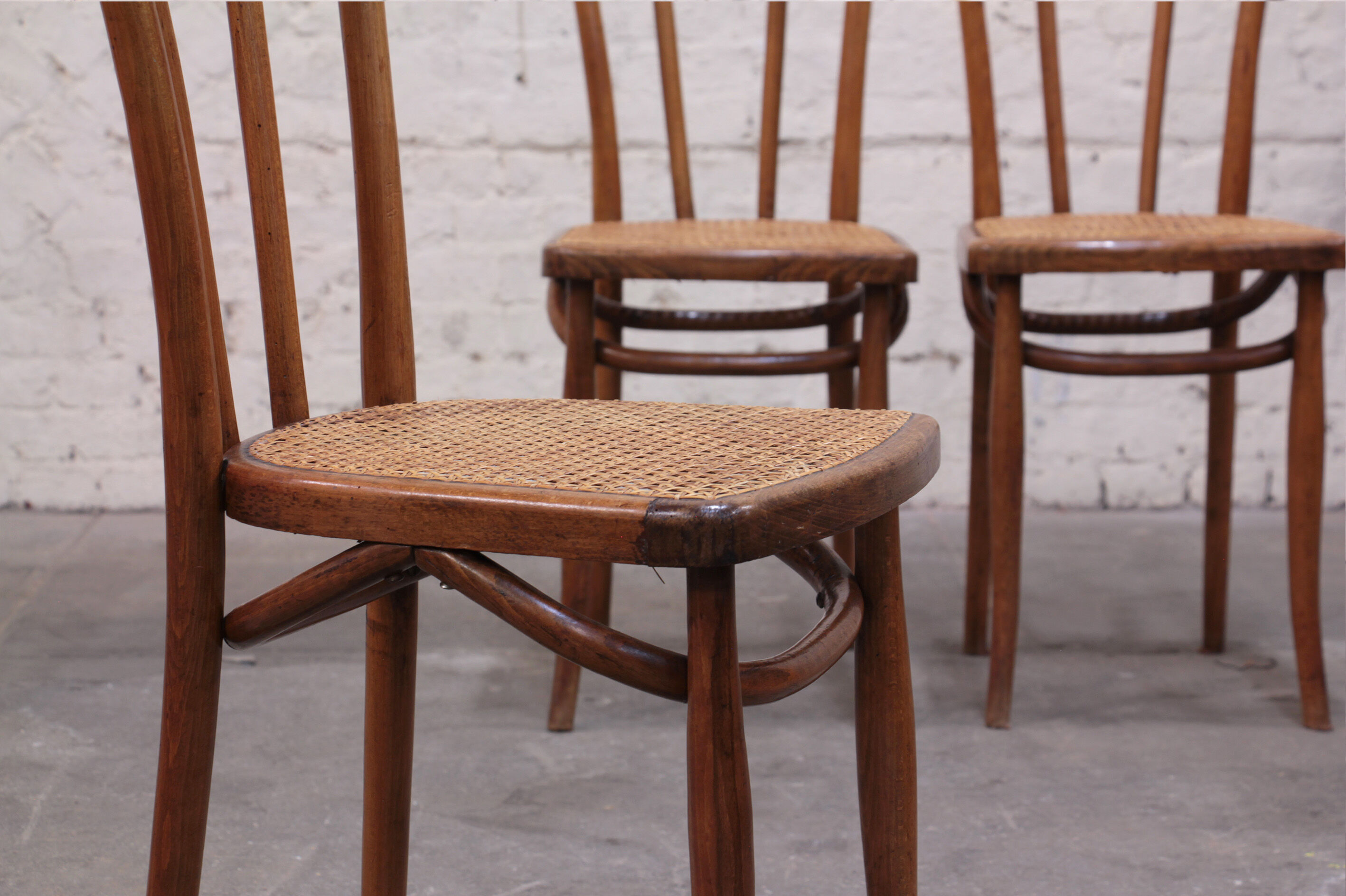 Bistrot chair in curved wood and caning