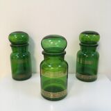 Trio of vintage apothecary style pots