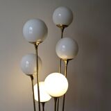 Italian Floor Lamp In Brass, Carrara and Opaline