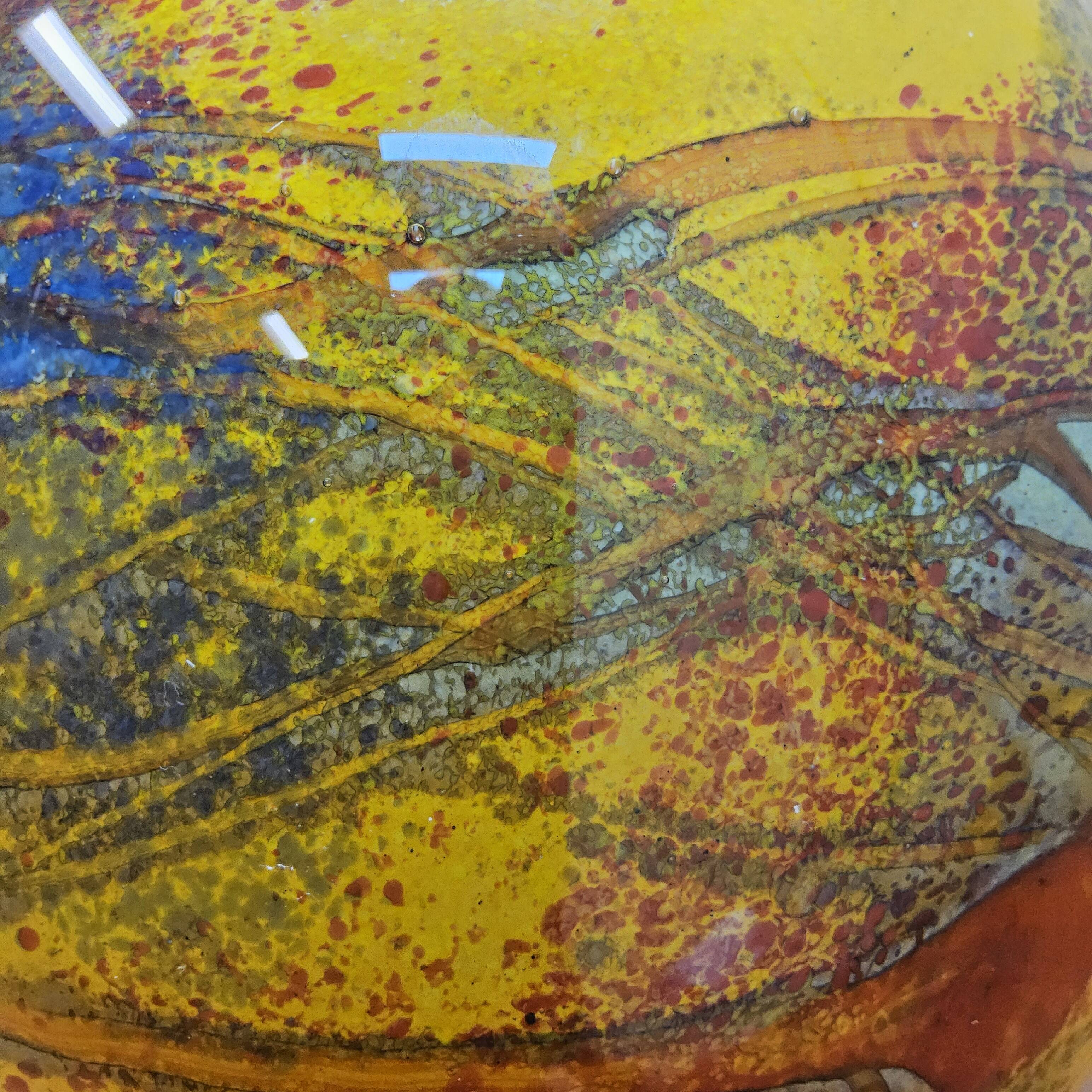 Vase en verre soufflé à la bouche jaune Ioan Nemtoi
