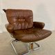Vintage mid-century Scandinavian cognac leather lounge chair by Harald Relling