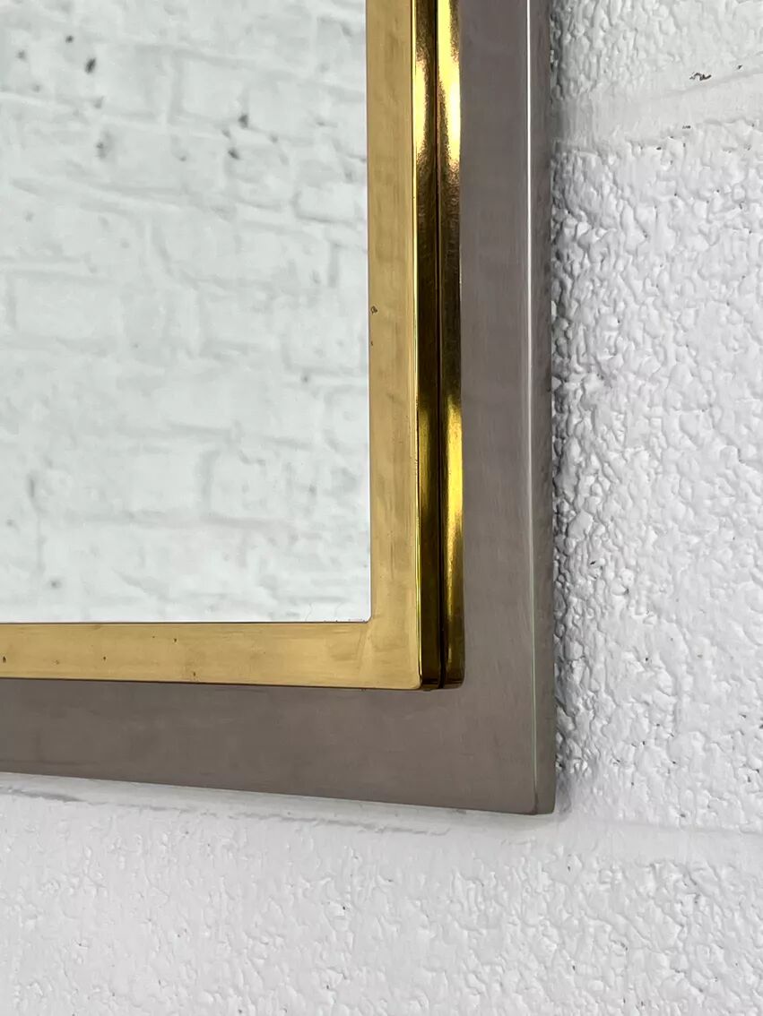 Vintage mirror in varnished metal and brass by BelgoChrome