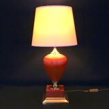 Le Dauphin leather lamp, mid-century, France, signed